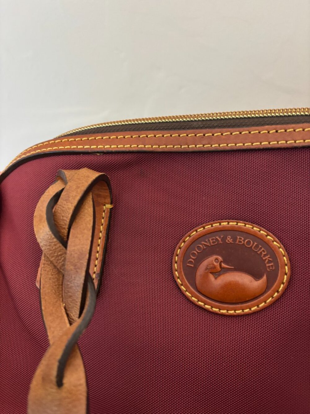 Dooney & Bourke Maroon Burgundy Nylon Brown Leather Large Domed Satchel - Picture 11 of 15